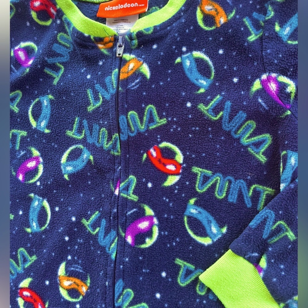 TMNT Fleece Teenage Mutant Ninja Turtles Onesie One-Piece Pajamas! Navy & Green